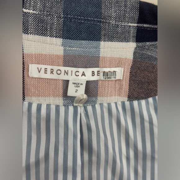 Veronica Beard Upcollar Schoolboy Dickey Blazer Blue Pink Gingham Plaid Size 2 - Picture 13 of 15